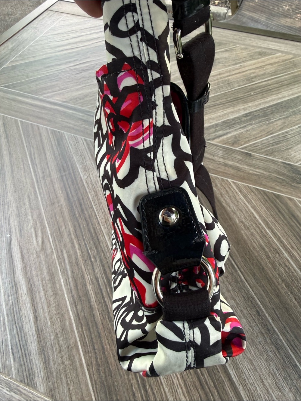 Coach Poppy White Floral Graffiti Crossbody with Black & Pink Accents - Picture 9 of 9
